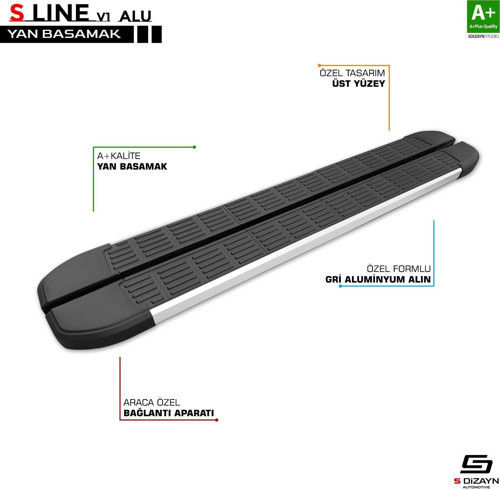 İsuzu D-Max Uyumlu 2 S-Line Alüminyum Yan Basamak 203 Cm 2012-2019