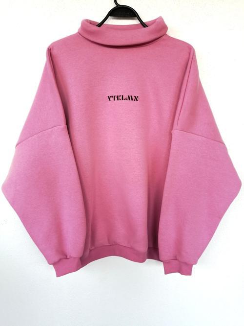 Kadın Erkek Boğazlı Pembe Renkli Oversize Sweatshirt S Beden