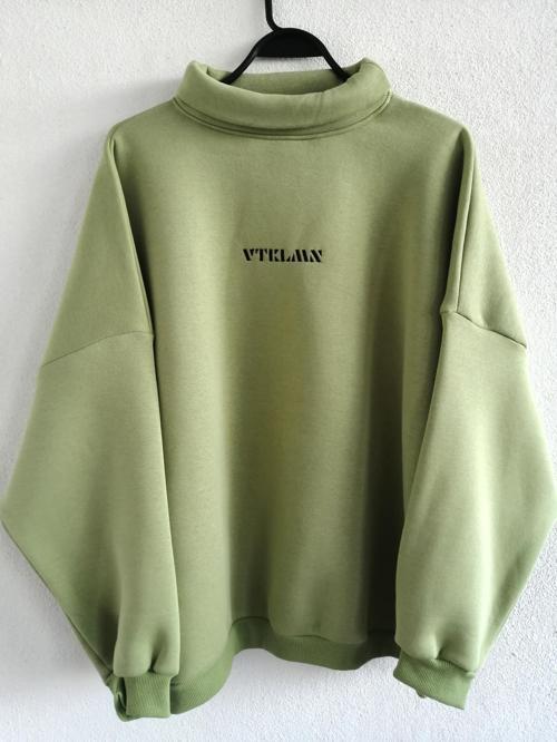 Kadın Erkek Boğazlı Yeşil Renkli Oversize Sweatshirt XL Beden