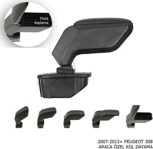 Peugeot 308 Uyumlu Kol Dayama Kolçak Siyah 2007-2013