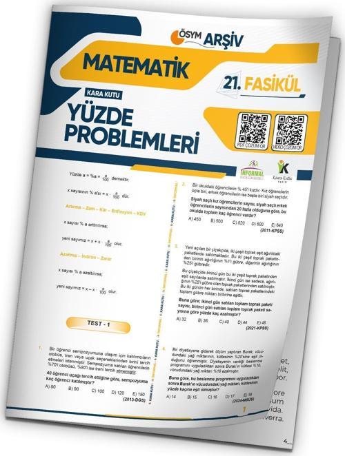 2025 TYT Matematik Yüzde Problemleri ÖSYM Çıkmış Soru Modüler Set 21. Fasikülü