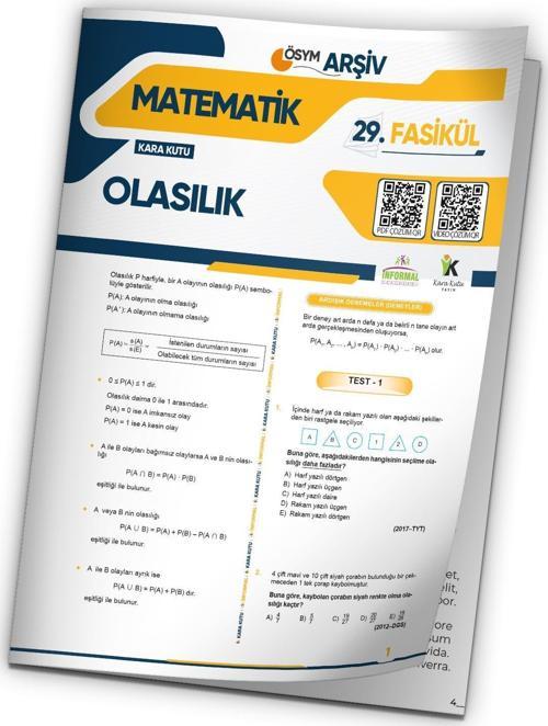 2025 TYT Matematik Olasılık ÖSYM Çıkmış Soru Modüler Set 29. Fasikülü