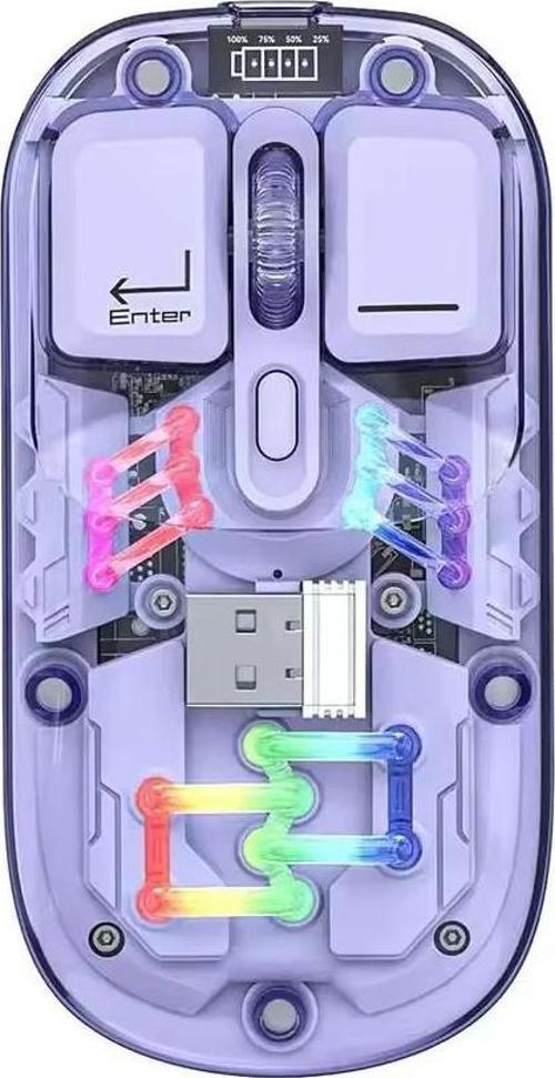 M379 Çift Bağlantılı Bluetooth Kablosuz Modlu + 2.4Gh Type-C Şarjlı Gaming Mouse Mor