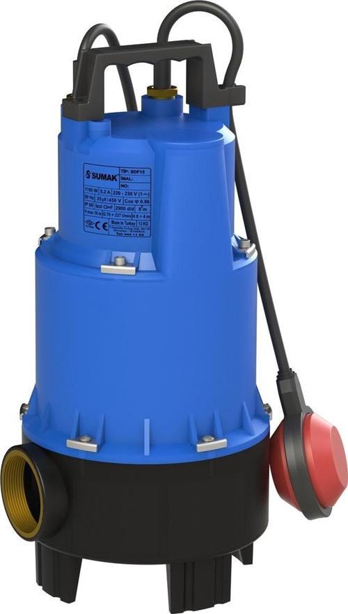 SDF15 1.5 Hp 220v Açık Fanlı Pis Su Dalgıç Pompa
