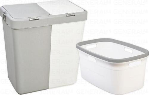 80 Litre Kirli Çamaşır Sepeti Çamaşır Selesi 2'li Set Beyaz