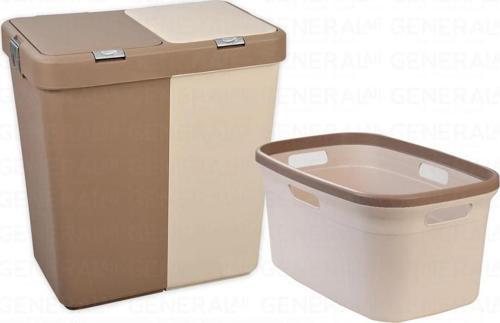 80 Litre Kirli Çamaşır Sepeti Çamaşır Selesi 2'li Set Kahve