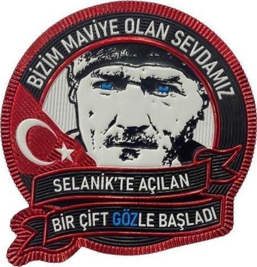 "Bizim Maviye Olan Sevdamız" Yazılı ATATÜRK Patch - Plastik Peç