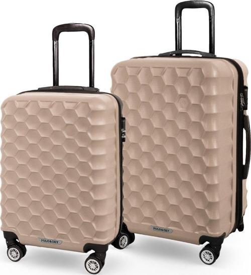 Petek Model Gold Renk 2'li Valiz Seti (Kabin+Orta)
