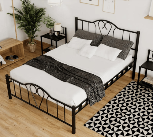 Orkide Tek Kişilik Ferforje Siyah Metal Karyola 120x200