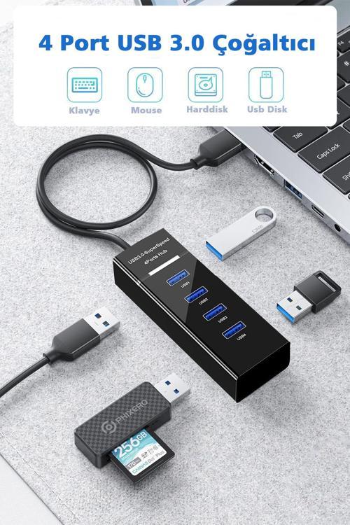 Usb Girişli 4 Portlu  Usb Çoklayıcı Usb Çoğaltıcı Usb Hub Usb 3.0 Laptop Notebook Desktop Pc Uyumlu