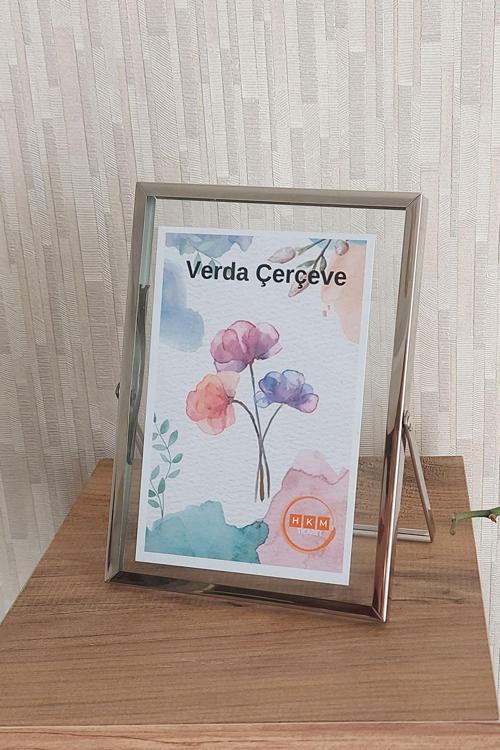10X15 Cm Metal Çerçeve! Şık Dekoratif Fotoğraf Çerçevesi! Ayaklı Çift Camlı Çerçeve