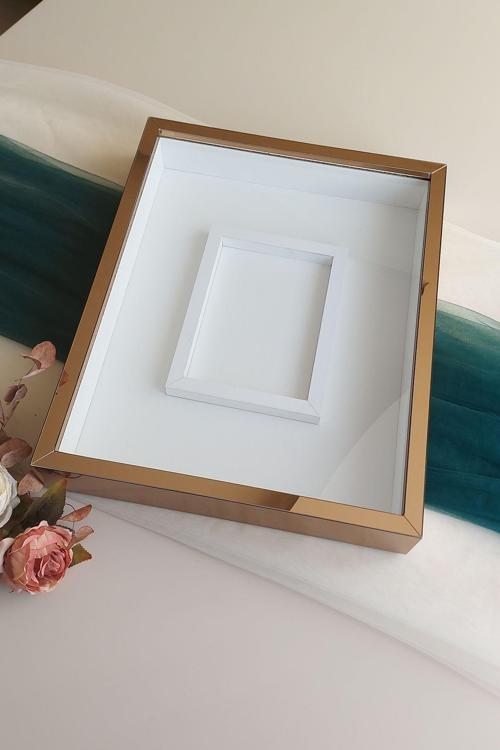40X50 Cm Bronz Gül Anı Çerçevesi! Fotoğraf Bölümlü Ledsiz Çerçeve! Gül Anı Çerçevesi