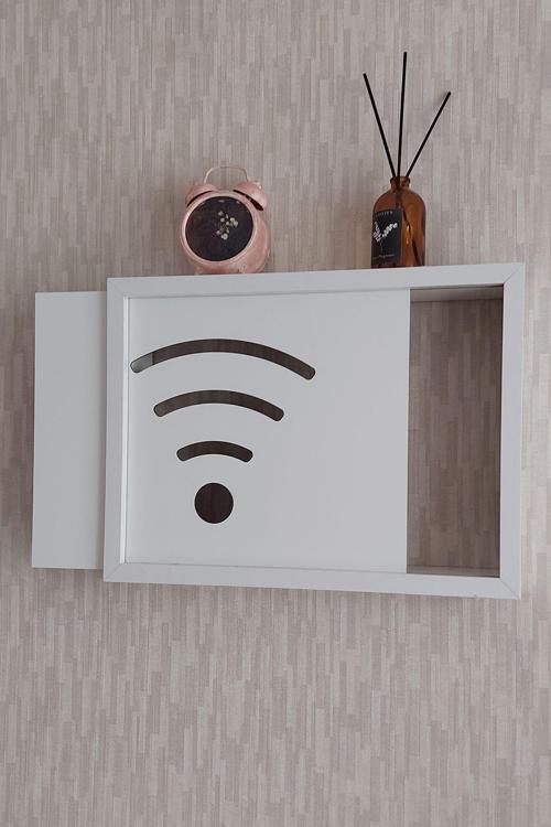 25X35X7 Cm Wifi Amblemli Duvar Asılabilir Sigorta Ve Modem-Wifi Saklama Kutusu! Saklama Kutusu