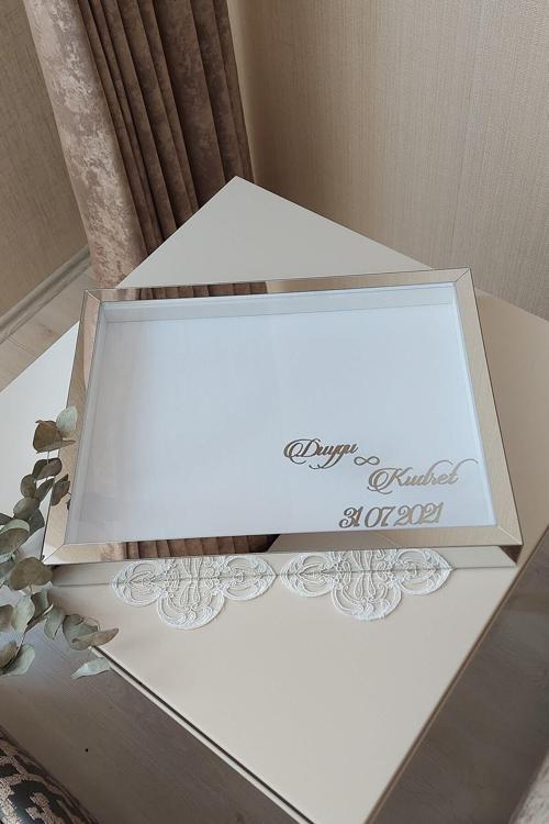 30X40 Cm Gümüş Pleksili Yatay Model Tasarım Gül Kutusu Anı Çerçevesi! Ayna Çerçeve!