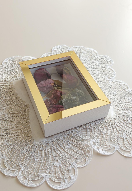 15X20X5 Cm Anı Çerçevesi! Yeni Moda Çiçek Anı Çerçevesi! İsteme Çiçeği! Derin Gül Kutusu-Dikey