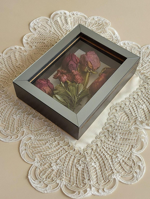 15X20X5 Cm Anı Çerçevesi! Yeni Moda Çiçek Anı Çerçevesi! İsteme Çiçeği! Derin Gül Kutusu-Dikey