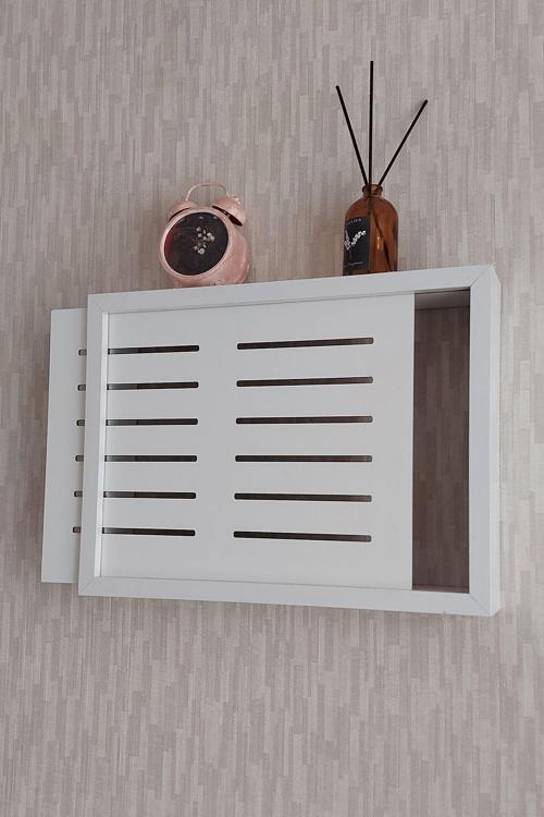 25X35X7 Cm Izgaralı Duvara Asılabilir Sigorta Ve Modem-Wifi Saklama Kutusu! Saklama Kutusu