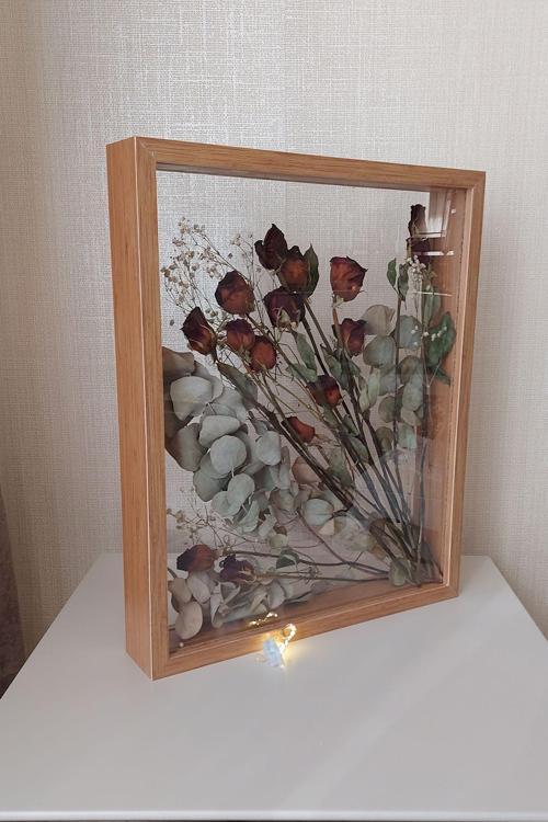 Ledli 40X50 Cm Çift Yönlü Derin Gül Çerçevesi! Gelin Buketi Çerçevesi!