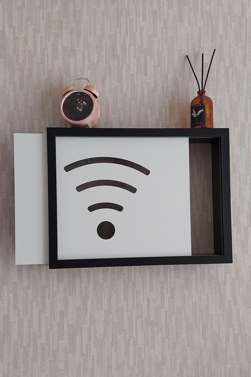 25X35X7 Cm Wifi Amblemli Duvar Asılabilir Sigorta Ve Modem-Wifi Saklama Kutusu! Saklama Kutusu