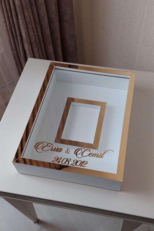 30X40 Cm Gold-Beyaz Gül Anı Çerçevesi! Fotoğraf Çerçevesi! Gül Anı Çerçevesi-Hkm Ticaret