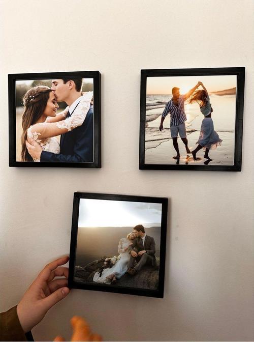Yapışkanlı 20X20 Cm Full Fotoğraflı Sök Tak Çerçeve 3'Lü Kare Çerçeveler-17,5X17,5 Cm Fotoğraf