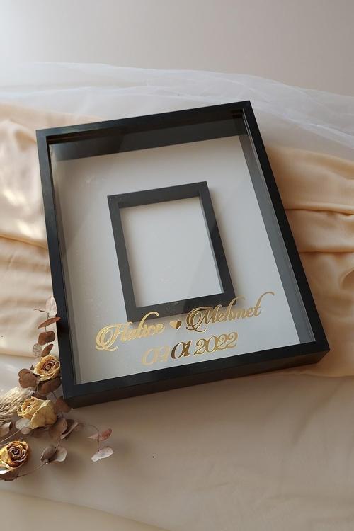 40X50 Cm Yeni Trend Fotoğraf Bölümlü Siyah Renk Ledsiz Derin Çerçeve! Gül Kutusu