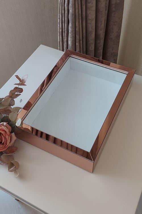 Ledsiz Yeni Trend 25X35 Cm Rosegold Derin Gül Tasarım Çerçevesi! Gül Kutusu Anı Çerçevesi! Isimsiz