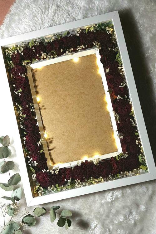 30X40 Cm Mdf Sanat Ledli Anı Çerçevesi- Özel Gün Çiçeklerinizi Kendiniz Tasarlayın!