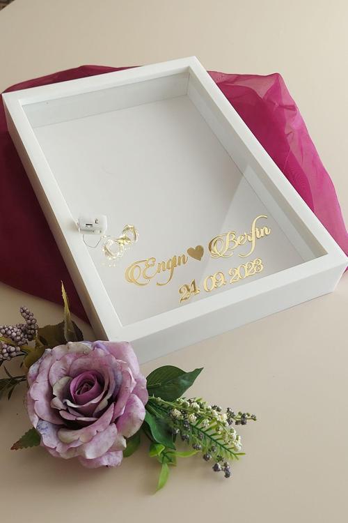 25X35 Cm Isimli Ledli Derin Anı Çerçevesi! Yeni Moda Gül Kutuları! Nişan Çiçeği Tasarımı!