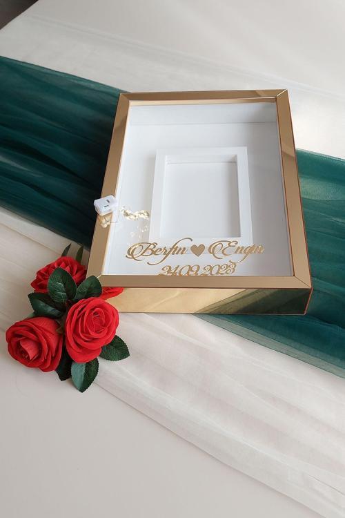 25X35 I?Simli Ve Ledli Fotoğraf Bölümlü Anı Çerçevesi! Yeni Moda Gül Kutuları!