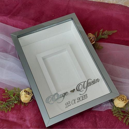 Yeni Model 25X35 Cm Füme Isimli Fotoğraf Alanlı Model Tasarım Gül Kutusu Anı Çerçevesi!
