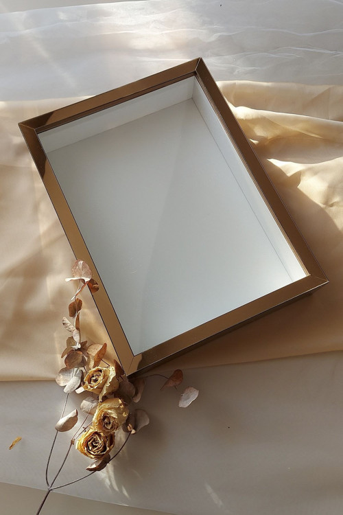 30X40 Cm 7 Cm Bronz Derin Gül Anı Çerçevesi! Gül Kutusu-Hkm Ticaret-İsimsiz