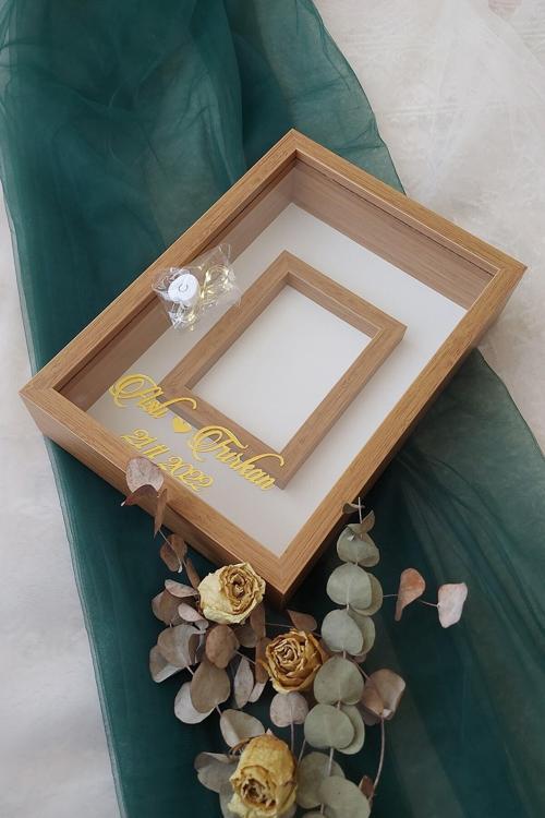 25X35 Cm Bambu Yatay Fotoğraf Alanlı Model Tasarım Gül Kutusu Anı Çerçevesi! Isimli Ledli