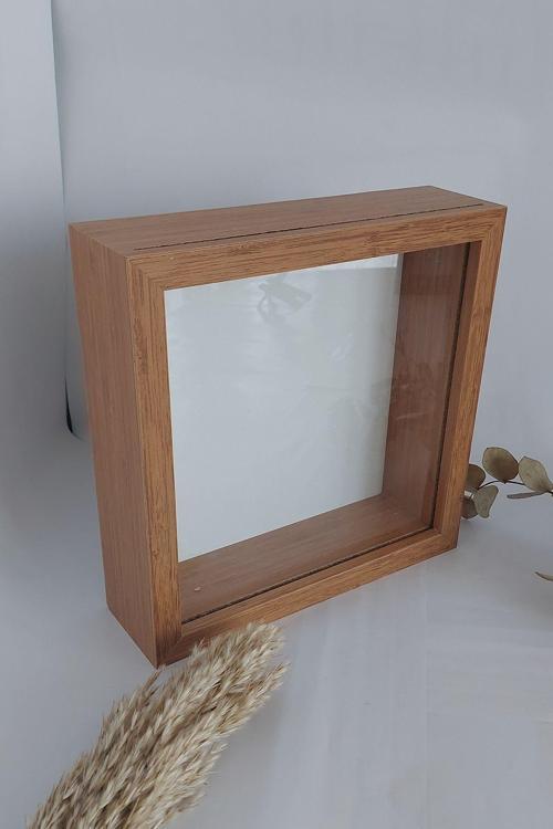 25X25 Cm Bambu Derin Anı Çerçevesi-6 Cm Derinlikli Anı Çerçevesi Gül Kutusu! Hkm Ticaret