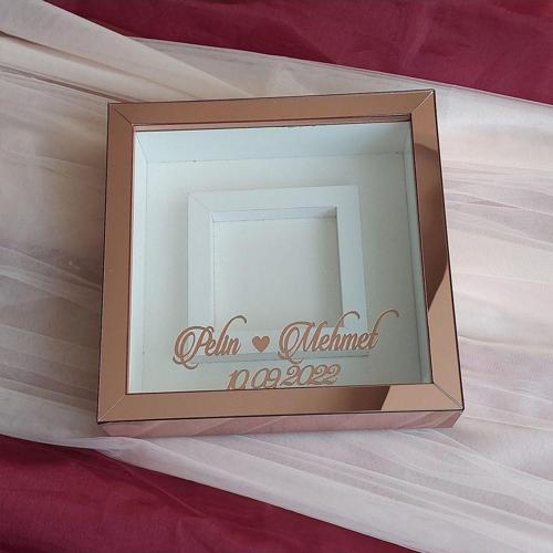 25X25 Cm Fotoğraf Bölümlü Rose Pleksi Kaplı Verda Anı Çerçevesi-6 Cm Derinlikli Anı Çerçevesi