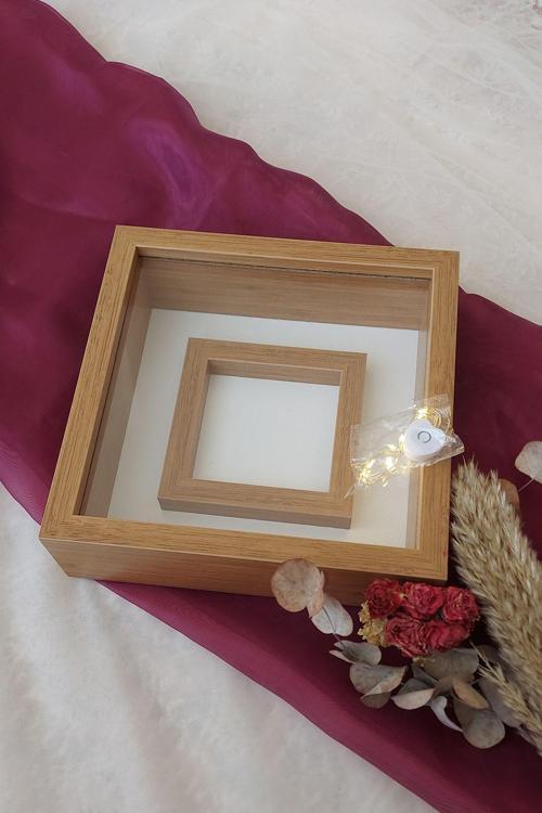 25X25 Ledli Bambu Fotoğraf Bölümlü Çerçeve Gül Tasarımlarınız Için