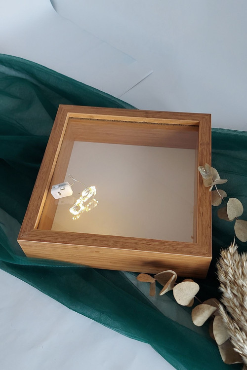 25X25 Cm Bambu Ledli Isimsiz Derin Gül Çerçevesi! Gül Kutusu