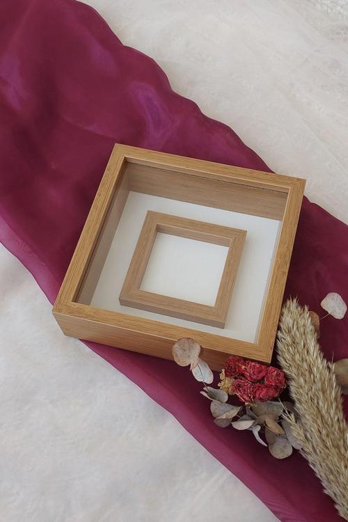 25X25 Cm Fotoğraf Bölümlü Bambu Verda Anı Çerçevesi-6 Cm Derinlikli Anı Çerçevesi