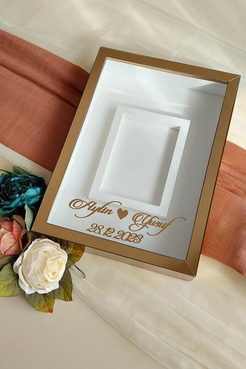25X35 Cm I?Simli Fotoğraf Bölümlü Anı Çerçevesi! Yeni Moda Gül Kutuları! Söz Çiçeği Tasarımı!