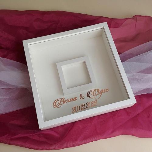 35X35 Cm Fotoğraf Bölümlü Tasarım Gül Kutusu Anı Çerçevesi! Ayna Çerçeve!