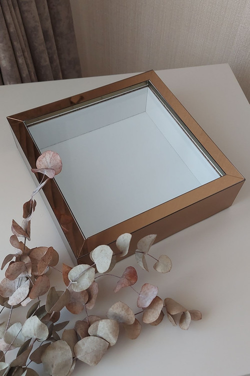 25X25 Cm Bronz Derin Anı Çerçevesi-6 Cm Derinlikli Anı Çerçevesi Gül Kutusu! Hkm Ticaret