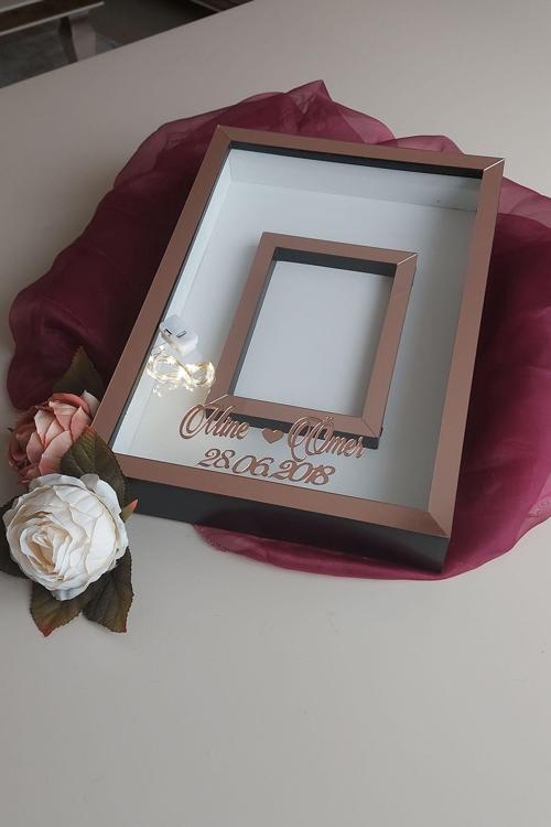 25X35 I?Simli Ve Ledli Fotoğraf Bölümlü Anı Çerçevesi! Yeni Moda Gül Kutuları!