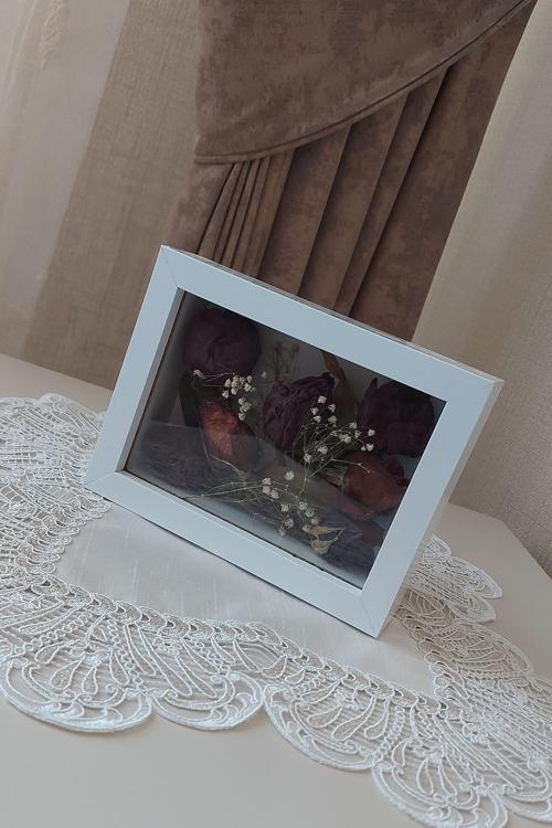 15X20X5 Cm Yatay Anı Çerçevesi! Yeni Moda Çiçek Anı Çerçevesi! İsteme Çiçeği! Derin Gül Kutusu