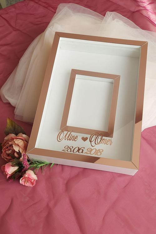 25X35 Cm I?Simli Fotoğraf Bölümlü Anı Çerçevesi! Yeni Moda Gül Kutuları! Söz Çiçeği Tasarımı!