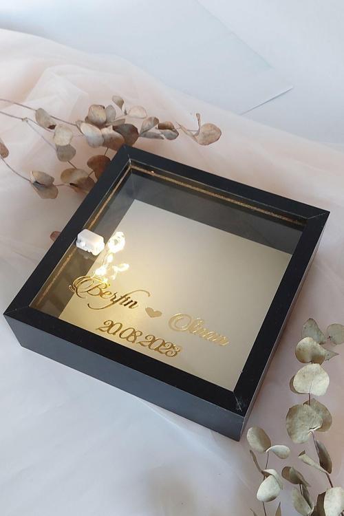 25X25 Cm Siyah Derin Ledli Anı Çerçevesi-6 Cm Derinlikli Anı Çerçevesi Gül Kutusu
