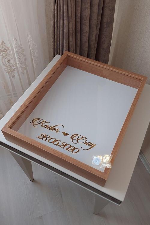 40X50 Cm Bambu Ledli Derin Anı Çerçevesi-Gül Kutusu-Dekoratif Hatıra Çerçevesi-Beyaz Zemin!