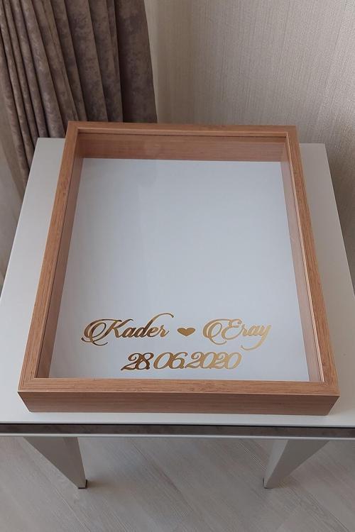 40X50 Cm Bambu Gül Anı Çerçevesi! Derin Ledsiz Çerçeve! Gül Anı Çerçevesi-Gelin Buketleri Için
