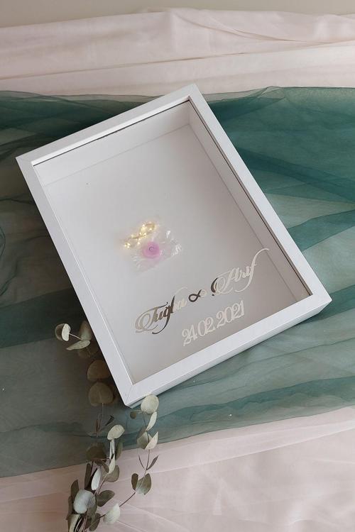 30X40 Cm Ledli Derin Tasarım Gül Kutusu Anı Çerçevesi! Ayna Çerçeve!