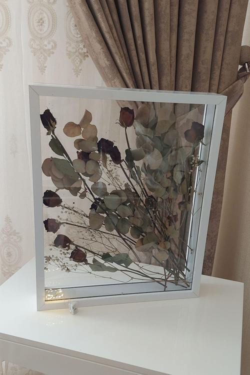 Ledli 40X50 Cm Çift Yönlü Derin Gül Çerçevesi! Gelin Buketi Çerçevesi!