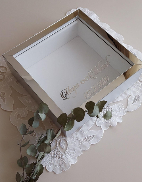 25X25 Cm Gümüş Derin Anı Çerçevesi-6 Cm Derinlikli Anı Çerçevesi Gül Kutusu